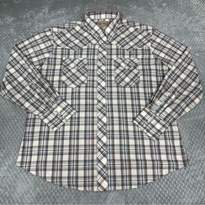 Wrangler Western Pearl Snap Shirt Men’s XL Brown Plaid Rodeo Cowboy Long Sleeve